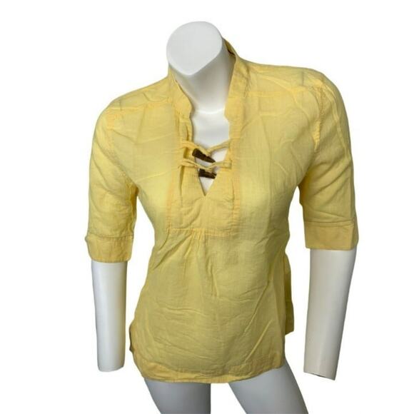 Kavu Medium 1/2 sleeve yellow cotton blouse - Picture 1 of 6